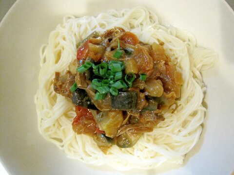 茄子の味噌そうめん